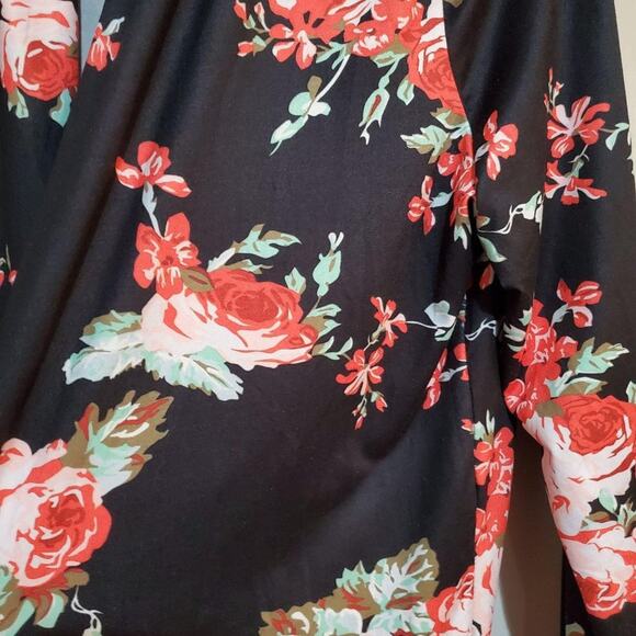 Ecowish 70s Asian Inspired Floral Open Front Cardigan Lightweight Women's XL - Picture 3 of 7